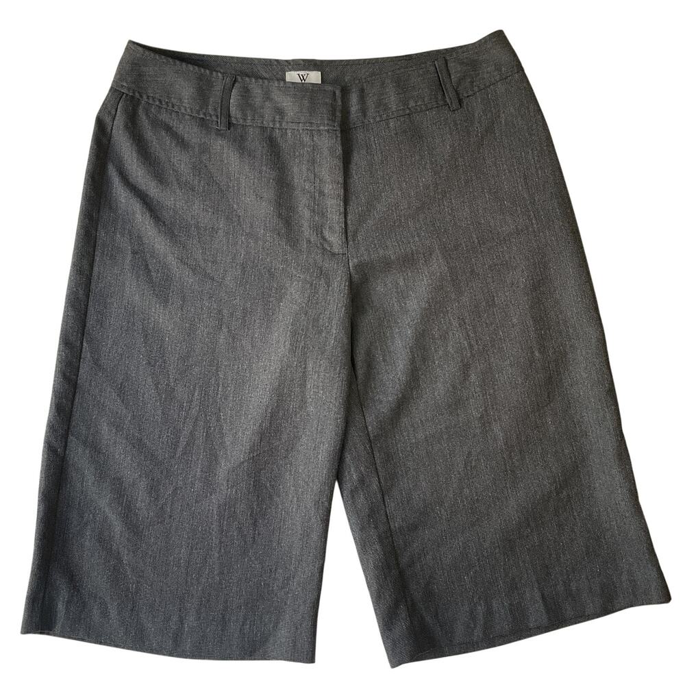 Worthington Women Dress Shorts 10 Gray Dress Pants Modern Fit Button 14" Inseam